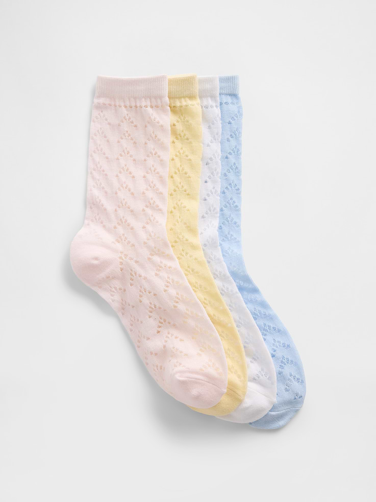 Image number 1 showing, Kids Pointelle Crew Socks (4-Pack)