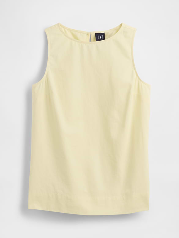 Linen-Blend Shell Tank Top
