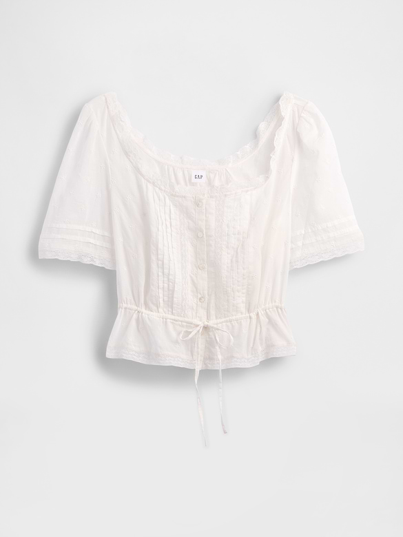 Lace-Trim Peplum Top
