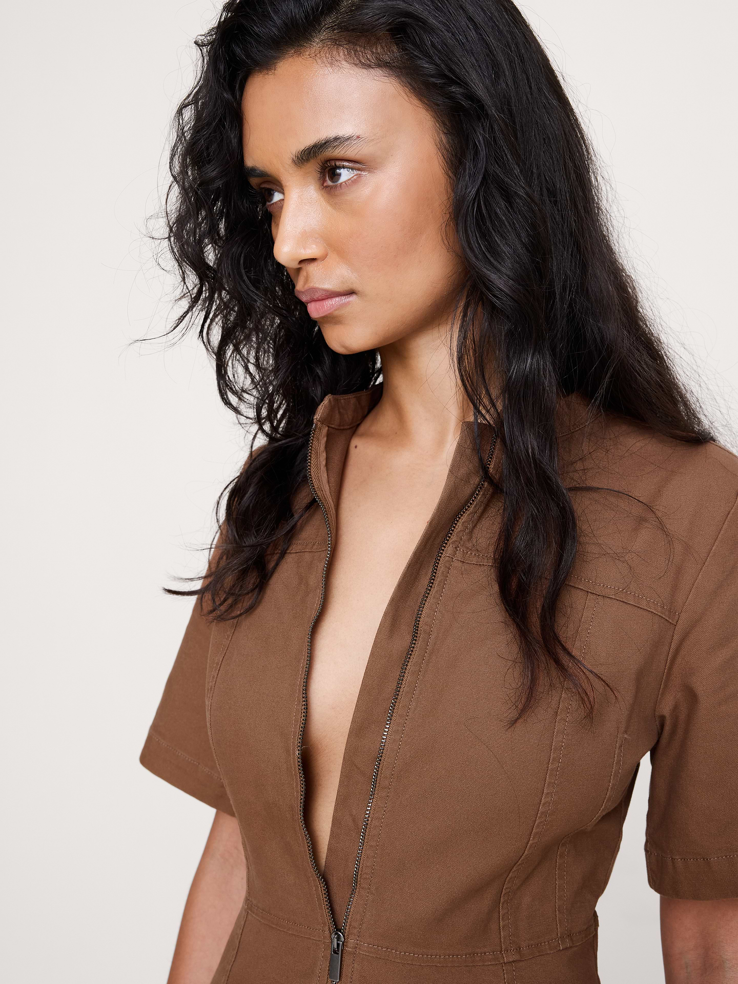 L'image numéro 4 présente Robe en toile de coton à glissière