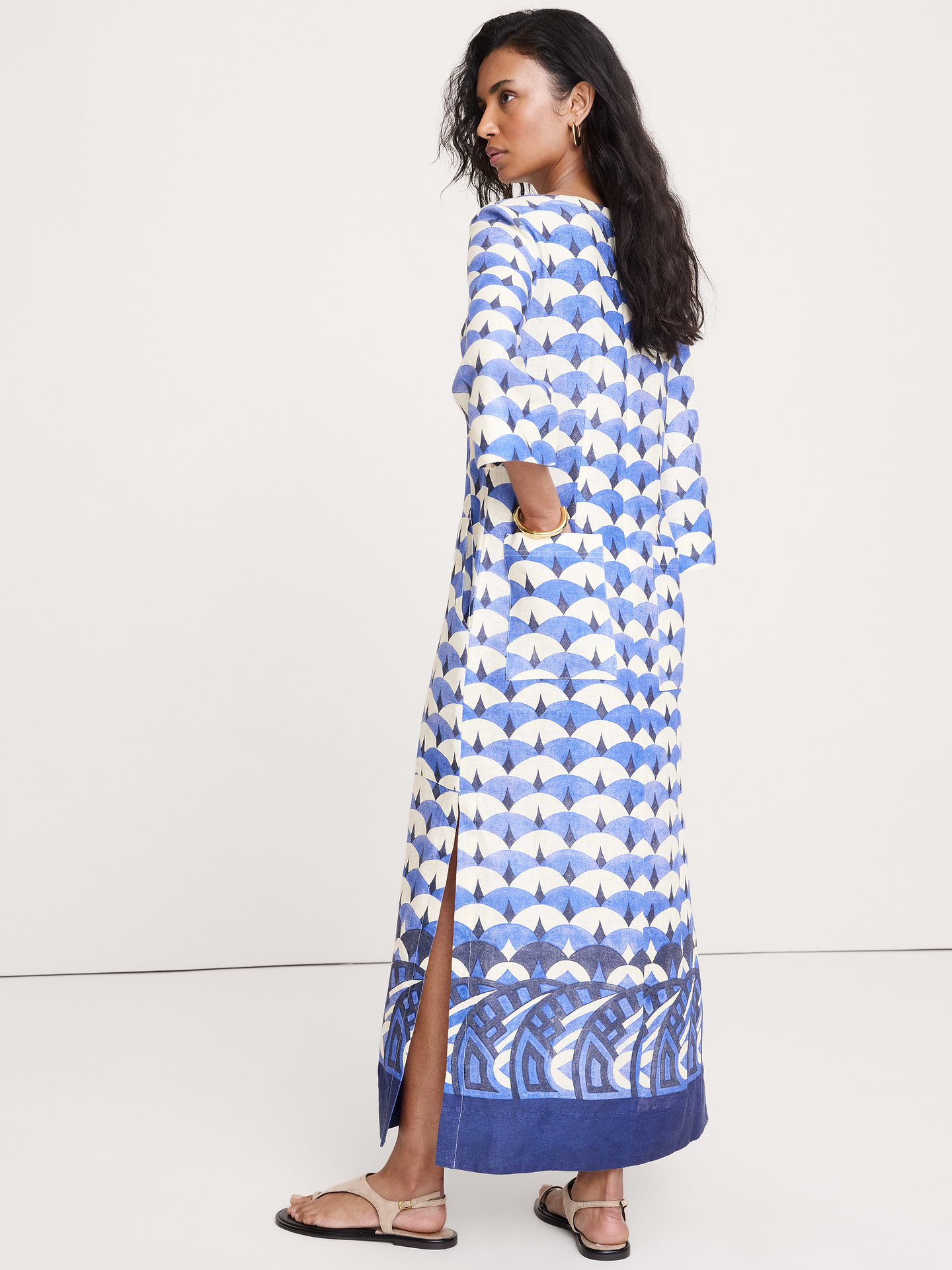 Image number 7 showing, Linen Scoop-Neck Maxi Dress