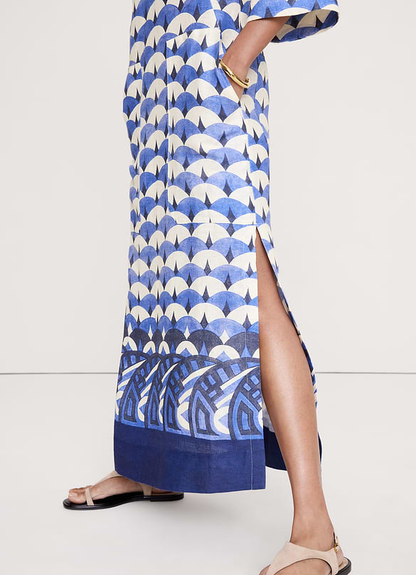 Linen Scoop-Neck Maxi Dress