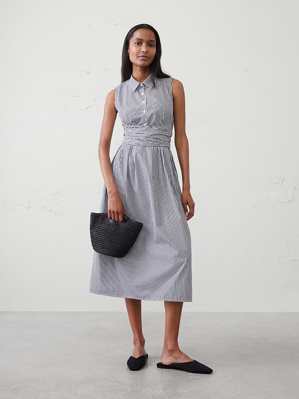 Poplin Wrapped Midi Shirtdress