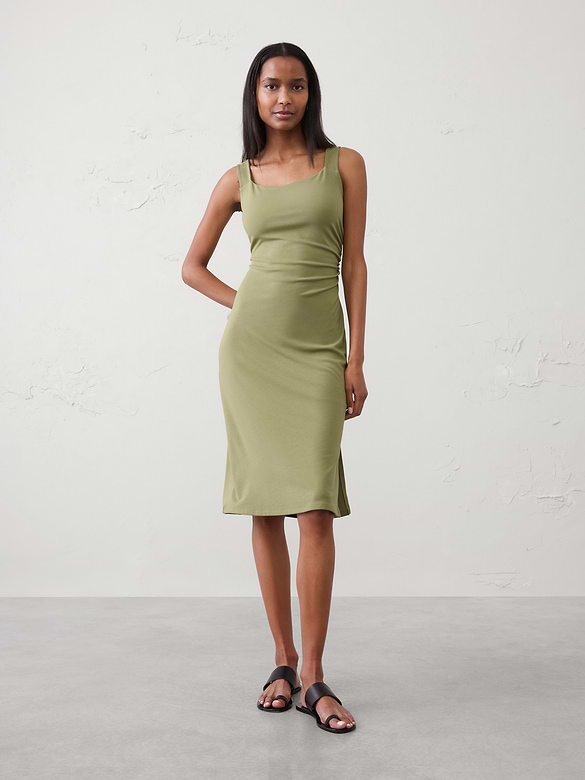 Side-Shirred Tank Midi Dress