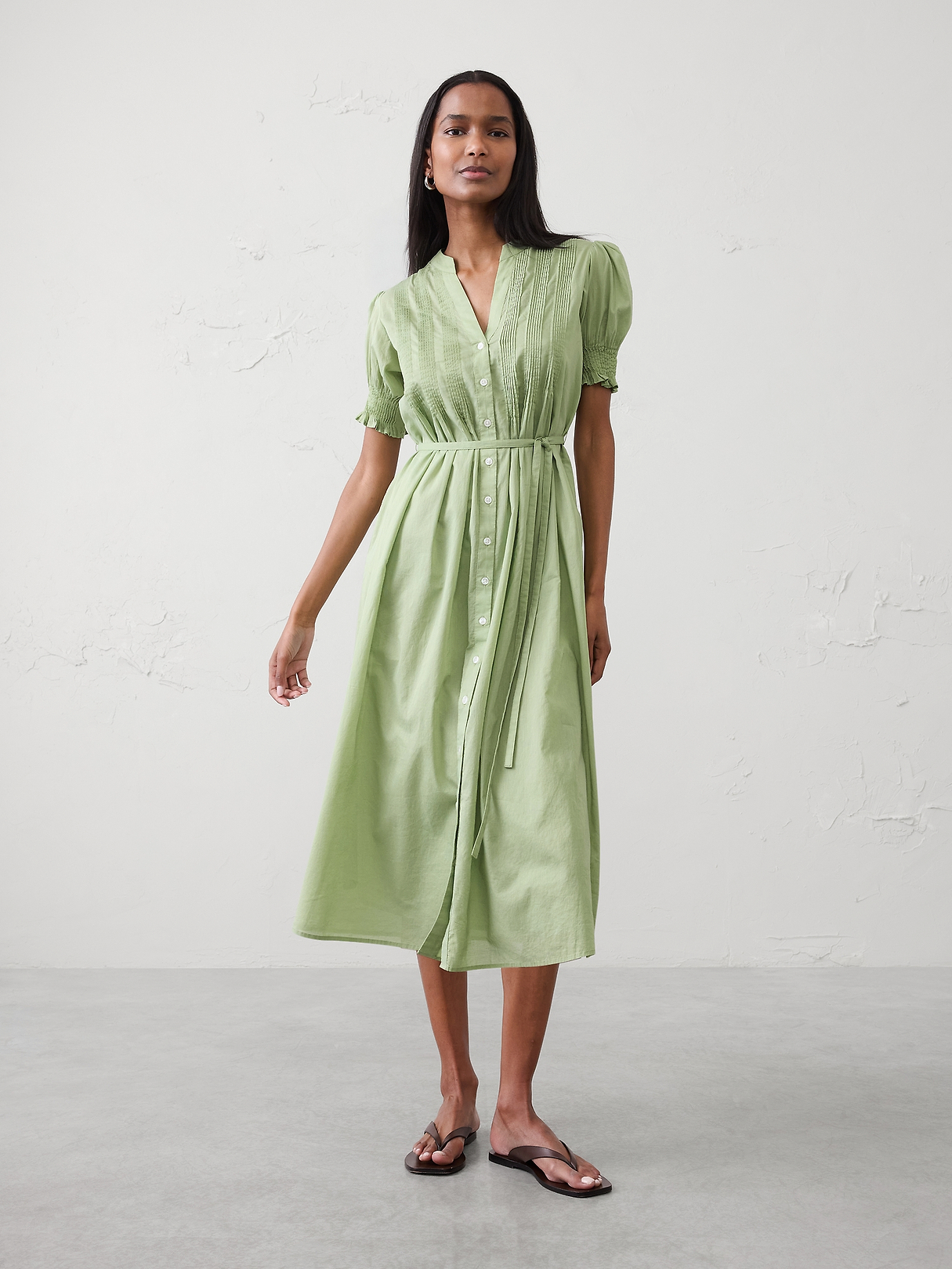 Voile Pintuck Midi Dress | Banana Republic Factory