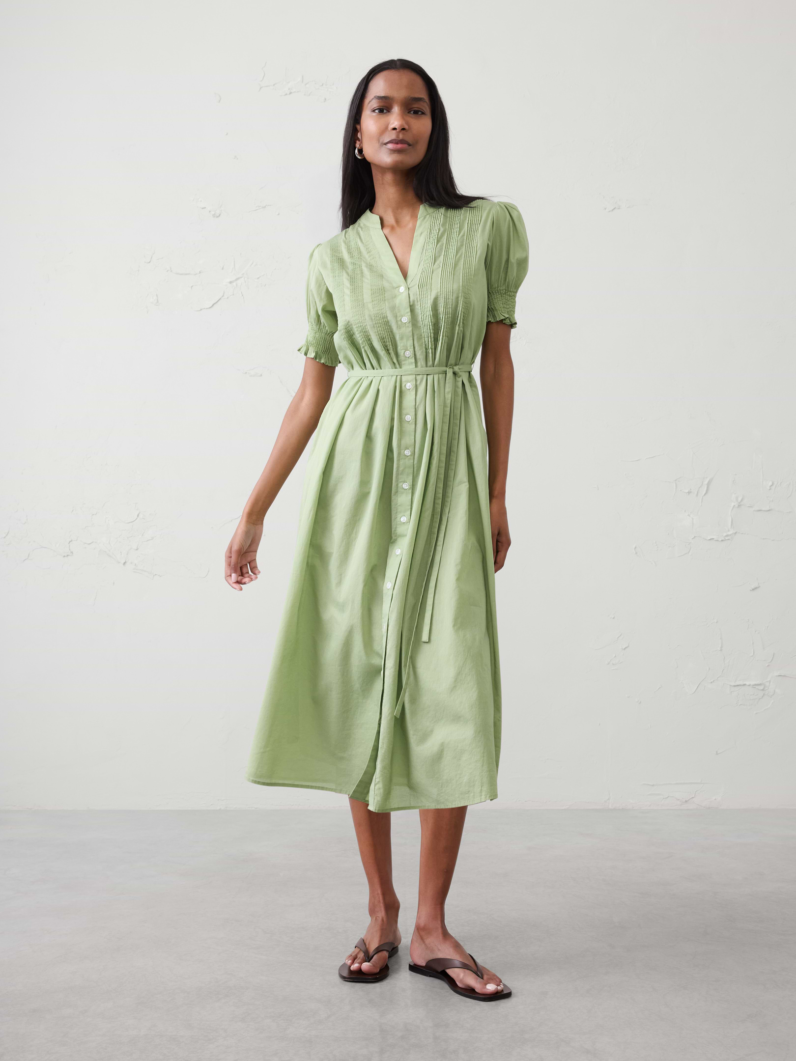 Voile Pintuck Midi Dress | Banana Republic Factory