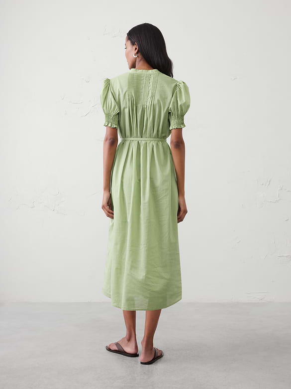 Voile Pintuck Midi Dress