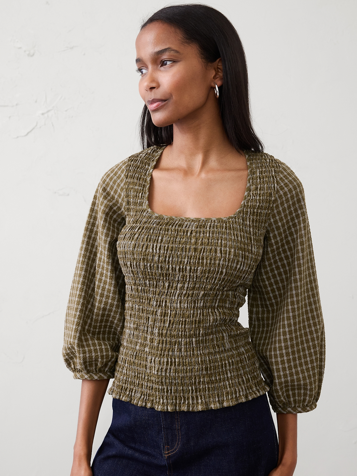 Seersucker Smocked-Bodice Top | Banana Republic Factory