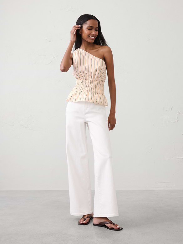 Voile One-Shoulder Smocked Top