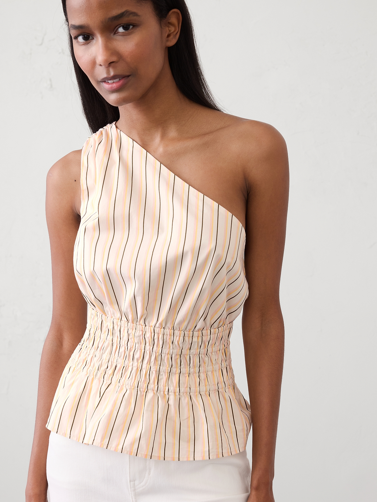 Voile One-Shoulder Smocked Top | Banana Republic Factory