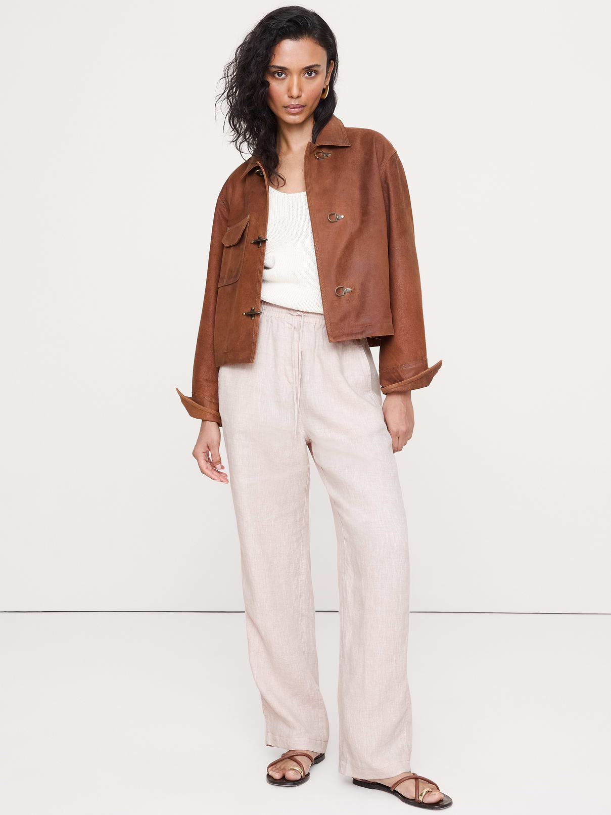 The Getaway Straight-Leg Pull-On Pant in Linen