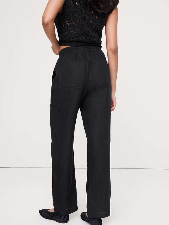 The Getaway Straight-Leg Pull-On Pant in Linen