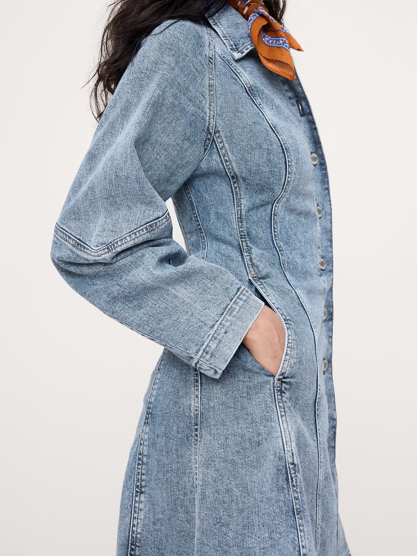 Image number 4 showing, Seamed Denim Mini Dress