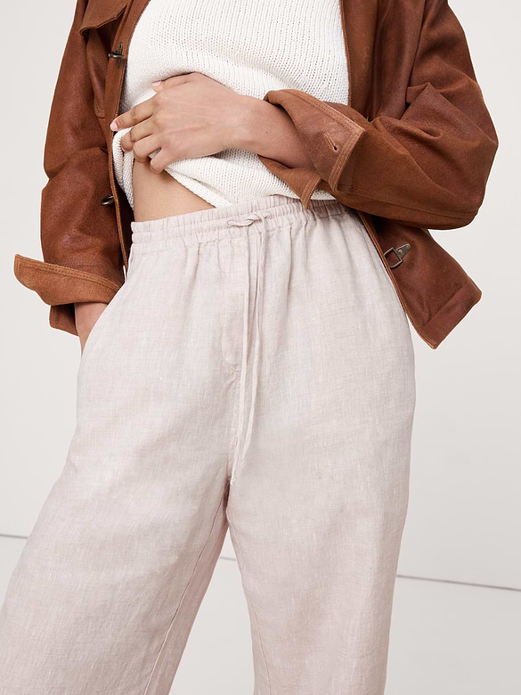 The Getaway Straight-Leg Pull-On Pant in Linen