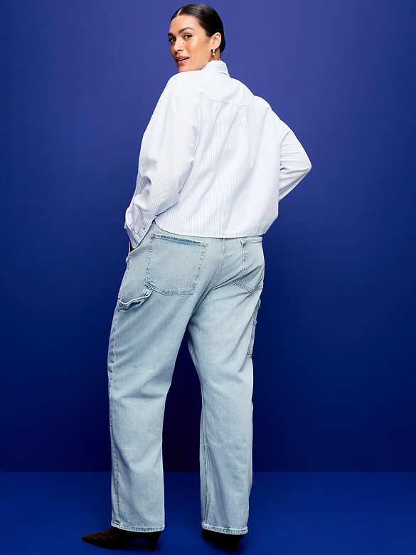 Mid-Rise Utility Slouchy Straight Jeans