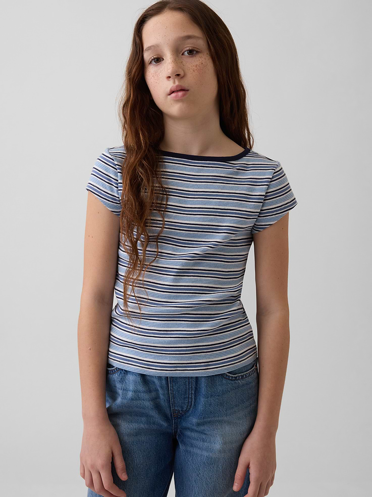 Image number 1 showing, Kids Cap-Sleeve Fitted T-Shirt
