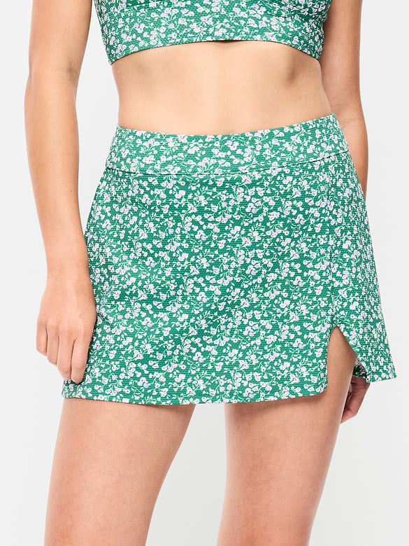 High-Waisted Textured Swim Skirt