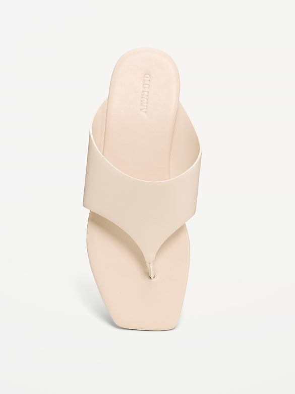 Faux-Leather Wide Thong Sandal for Women