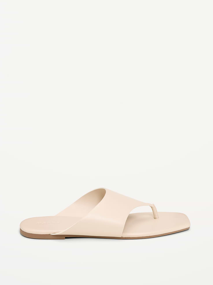 Image number 4 showing, Faux-Leather Wide Thong Sandal for Women