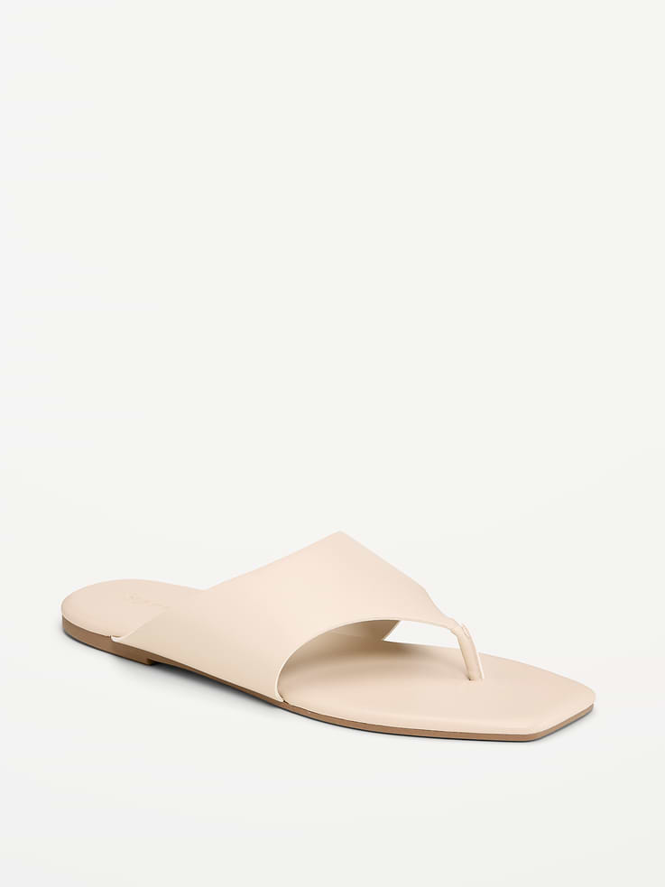 Image number 1 showing, Faux-Leather Wide Thong Sandal for Women