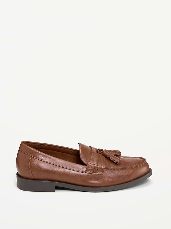 Faux-Leather Tassel Loafers for Men