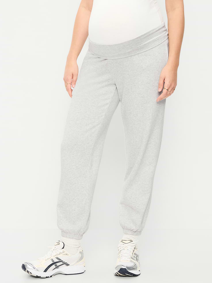 L'image numéro 2 présente Pantalon de jogging en molleton à taille rabattable de maternité