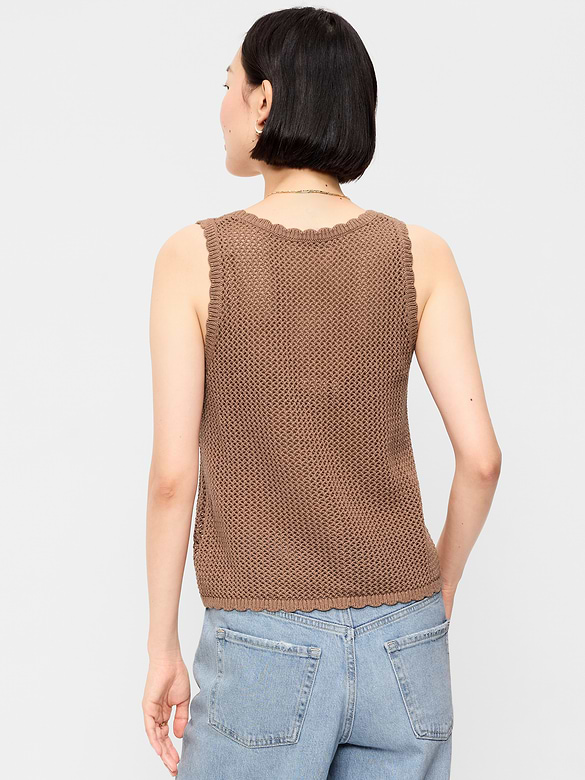 Sleeveless Seaside Cotton Crochet Tank Top