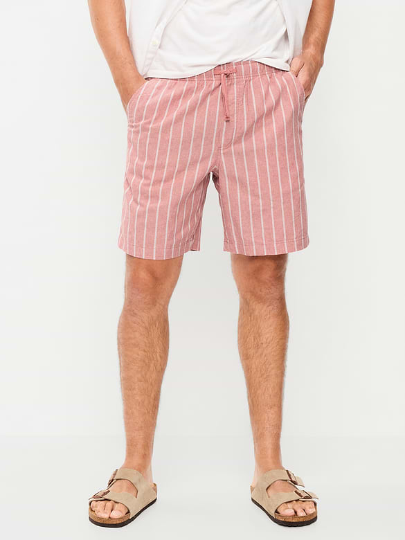 Short de jogging en mélange de lin, entrejambe de 18 cm