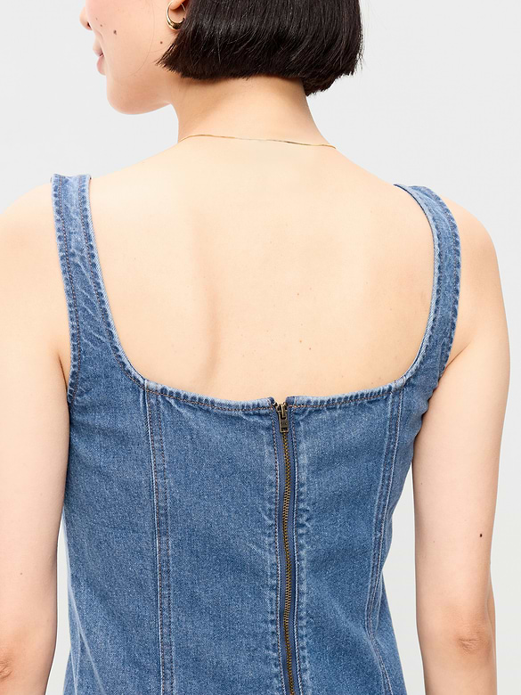 Fit & Flare Sleeveless Denim Midi Dress