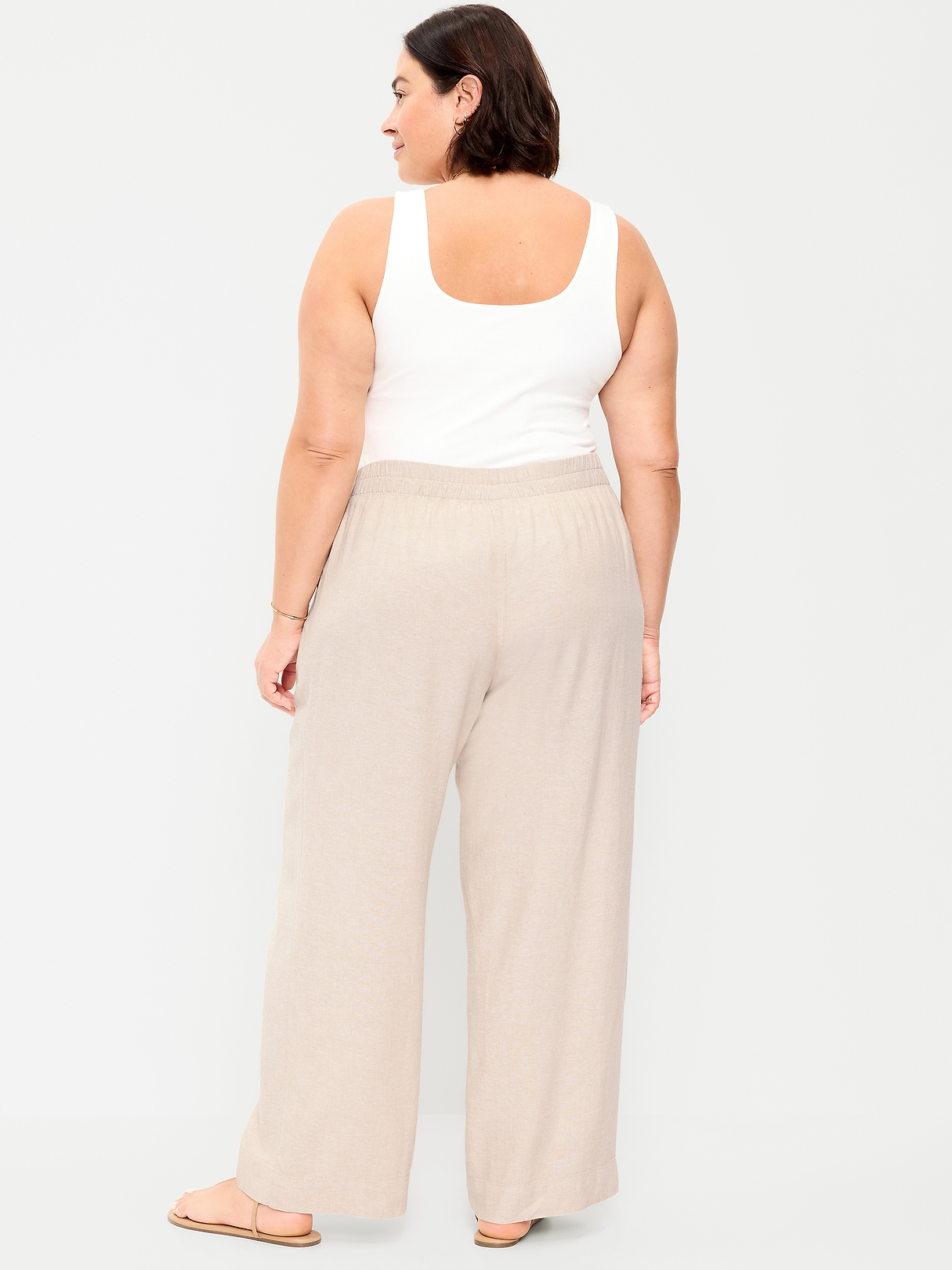 High-Waisted Linen-Blend Super Wide-Leg Pants | Old Navy
