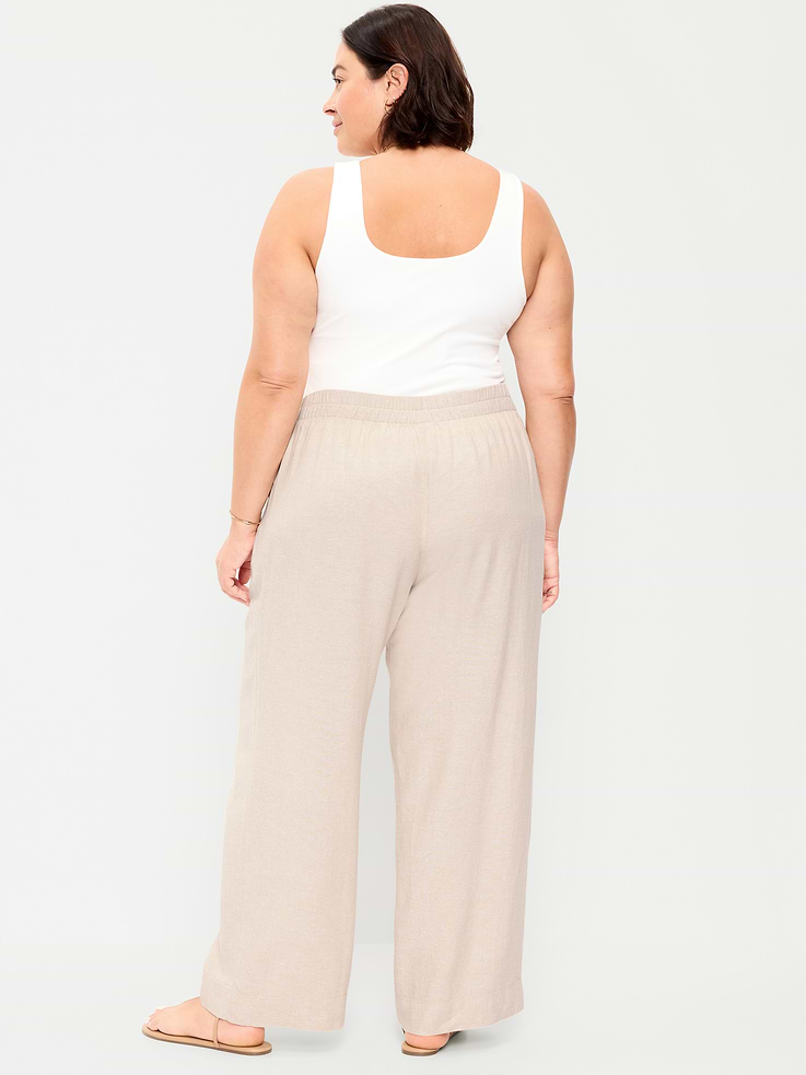 Image number 10 showing, High-Waisted Linen-Blend Super Wide-Leg Pants
