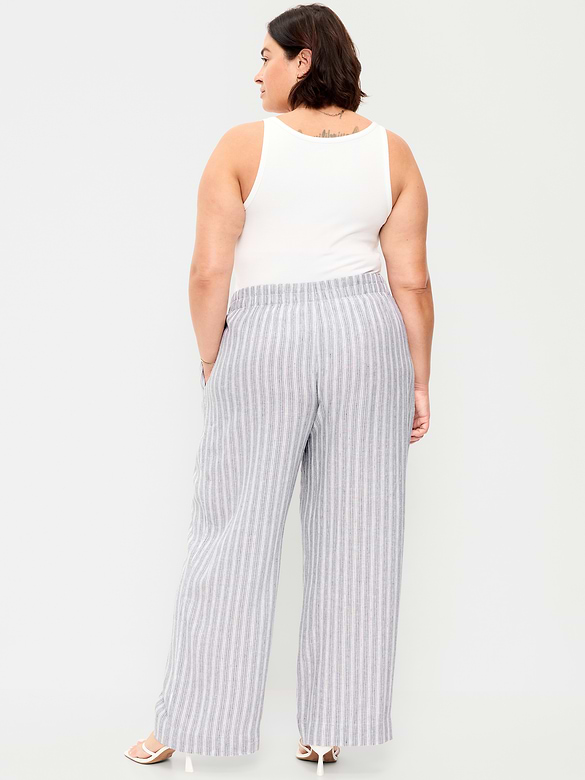 High-Waisted Linen-Blend Super Wide-Leg Pants