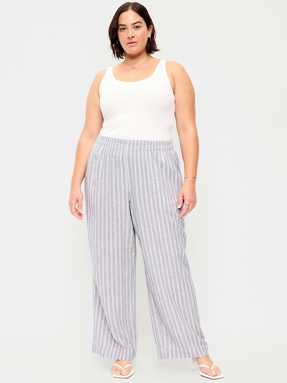 High-Waisted Linen-Blend Super Wide-Leg Pants
