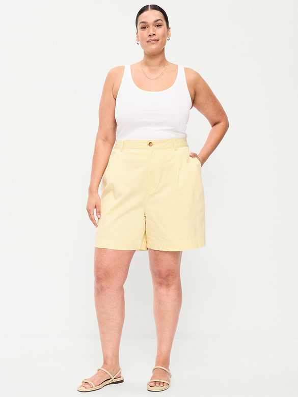 Short chino authentique à taille haute, entrejambe de 4 cm