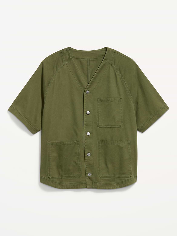 Oversized Short-Sleeve Chore Shirt