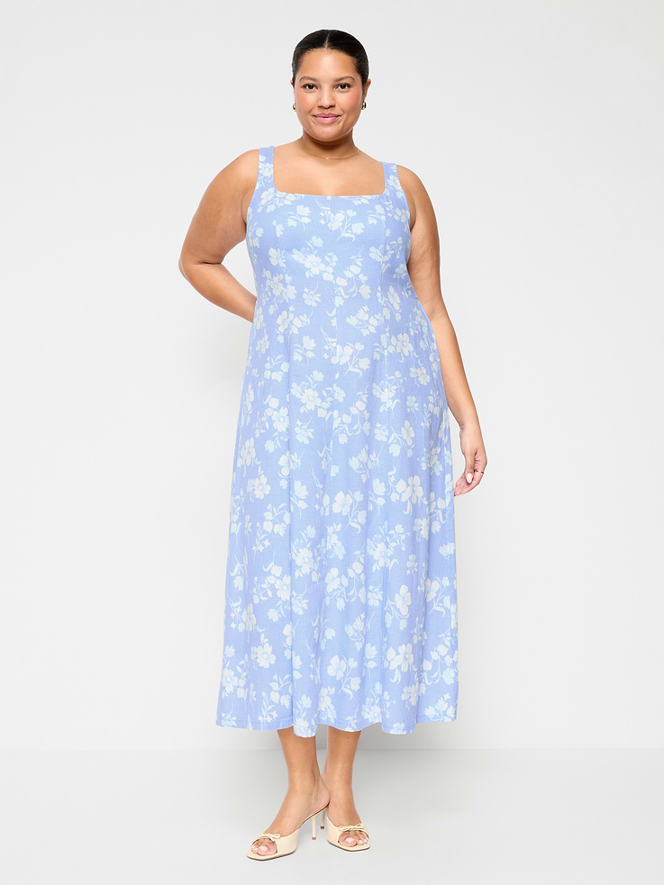 Image number 8 showing, Fit & Flare Sleeveless Linen-Blend Midi Dress