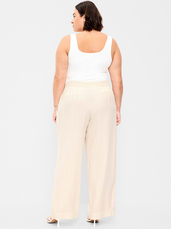 High-Waisted Linen-Blend Super Wide-Leg Pants
