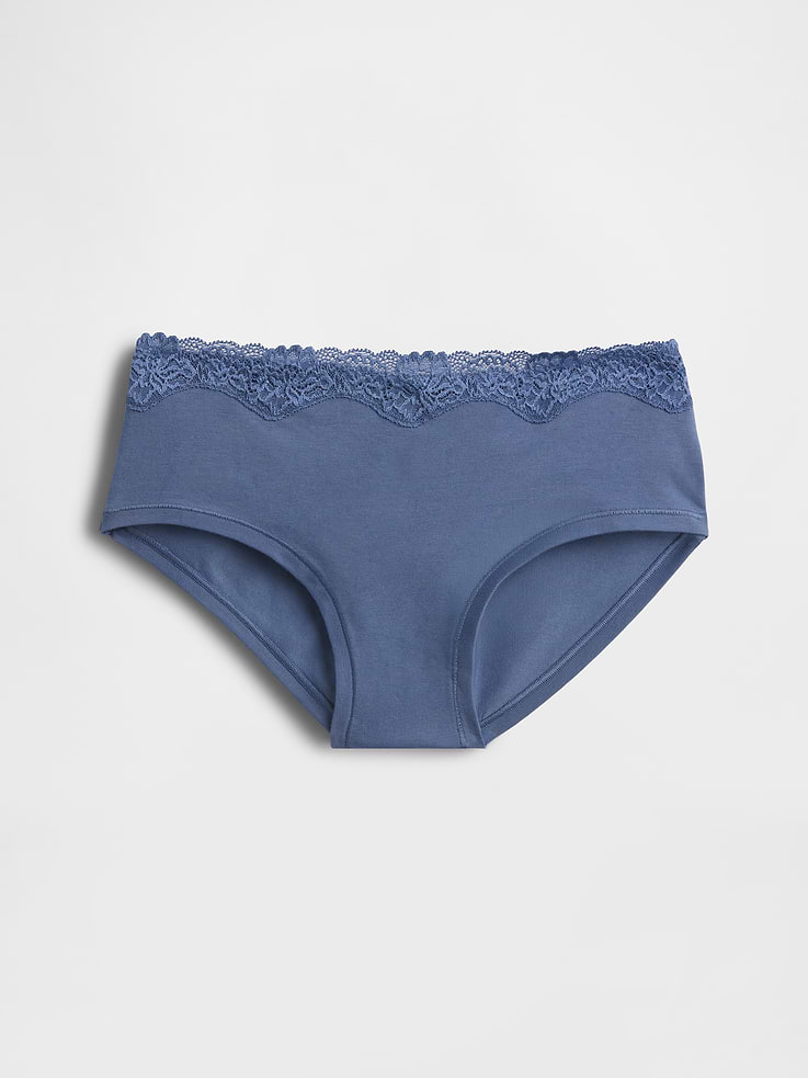 Image number 4 showing, Organic Stretch Cotton Lace-Trim Hipster