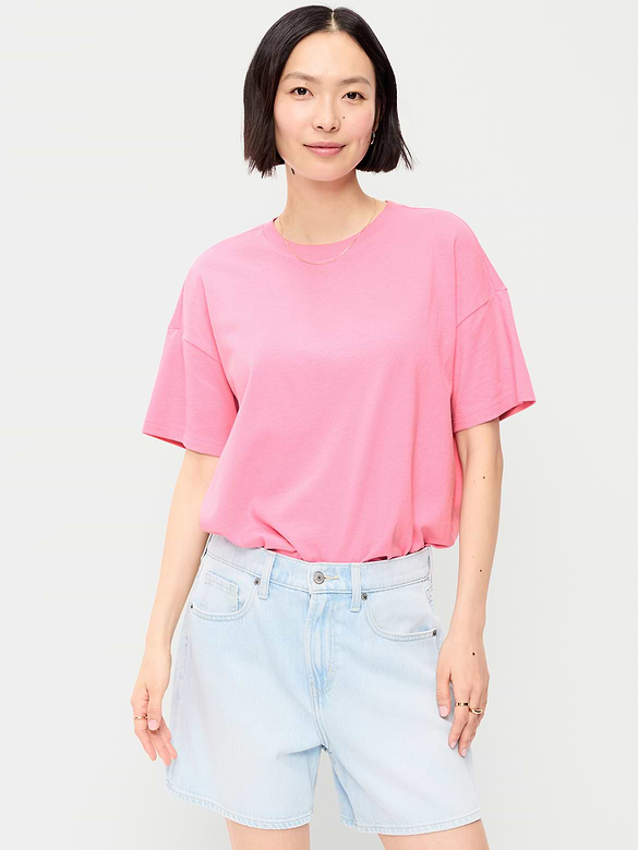 T-shirt ras du cou rétro pour femme