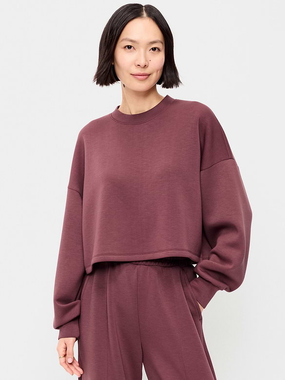 Bounce Fleece Crew-Neck Cropped Sweatshirt
