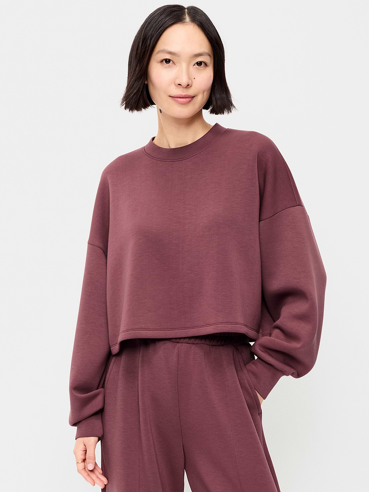 Image number 1 showing, Bounce Fleece Crew-Neck Cropped Sweatshirt