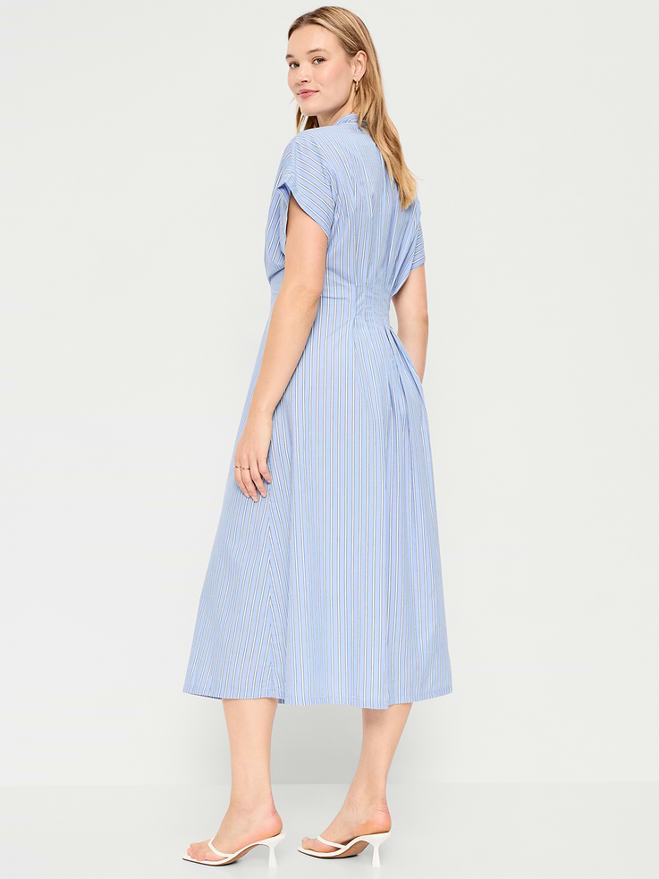 Image number 8 showing, Pintuck-Waist Midi Shirt Dress