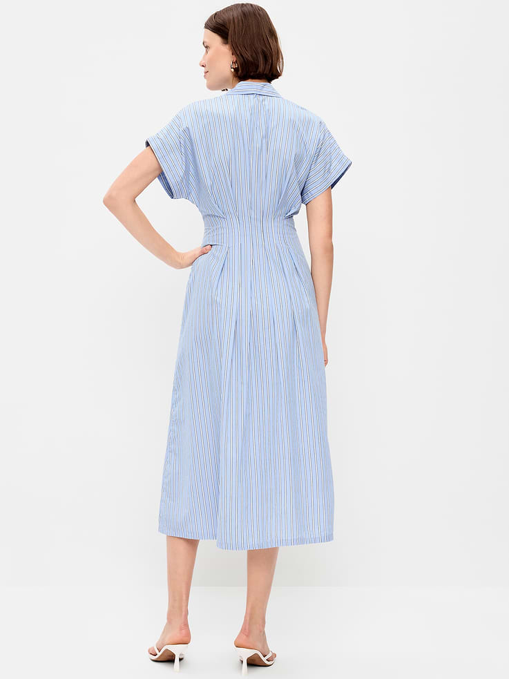 Image number 2 showing, Pintuck-Waist Midi Shirt Dress