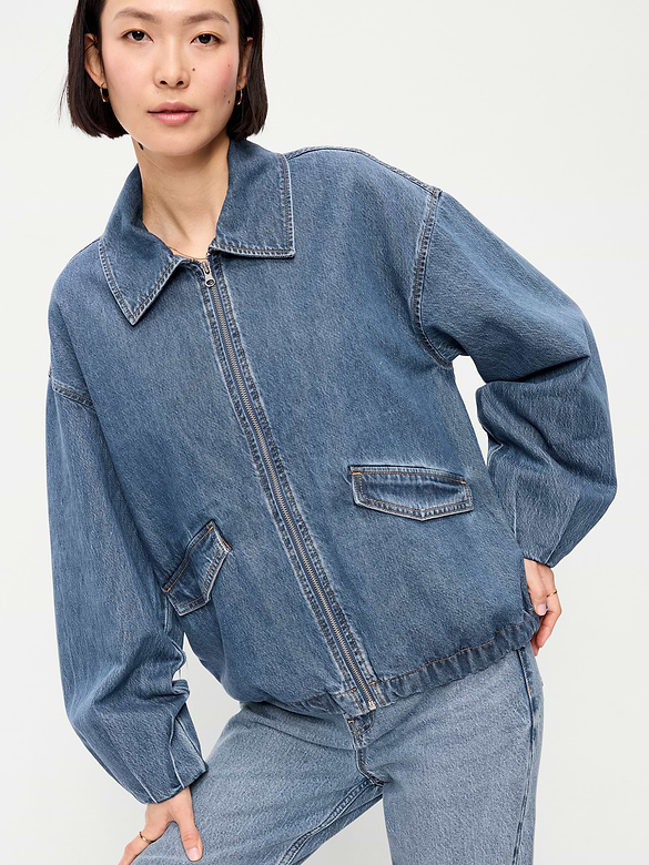 Full-Zip Harrington Jean Jacket