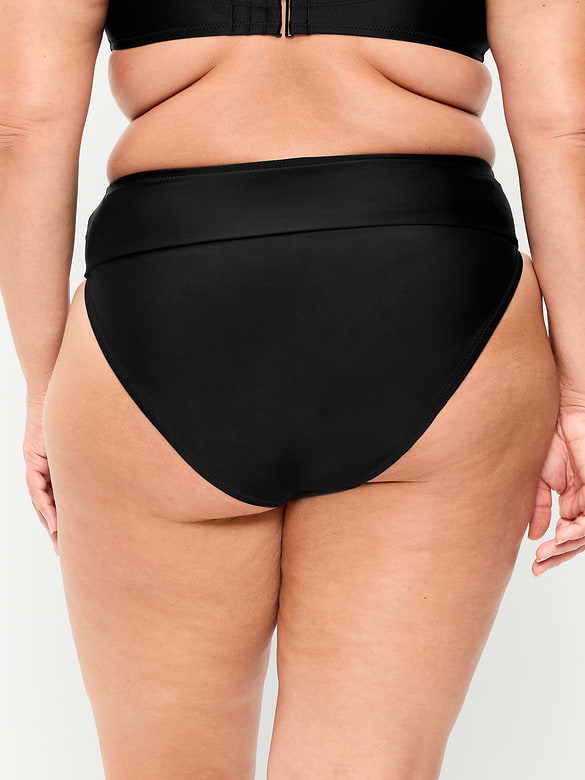 High-Waisted Cinched Bikini Swim Bottoms