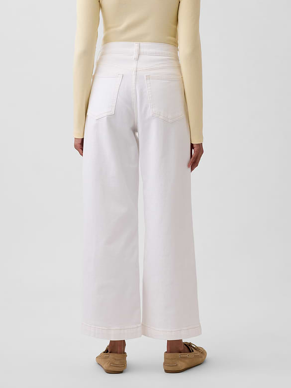 High Rise Stride Wide-Leg Ankle Jeans