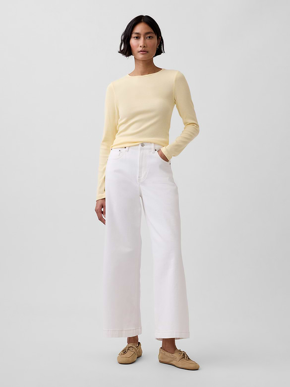 High Rise Stride Wide-Leg Ankle Jeans