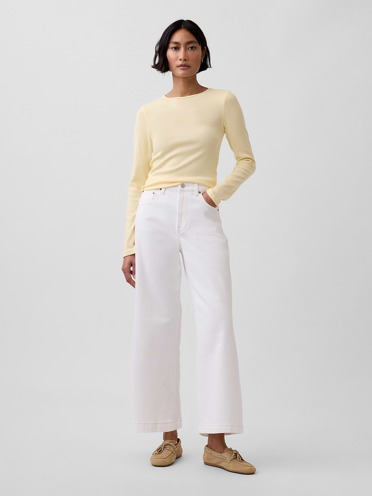 Image number 1 showing, High Rise Stride Wide-Leg Ankle Jeans