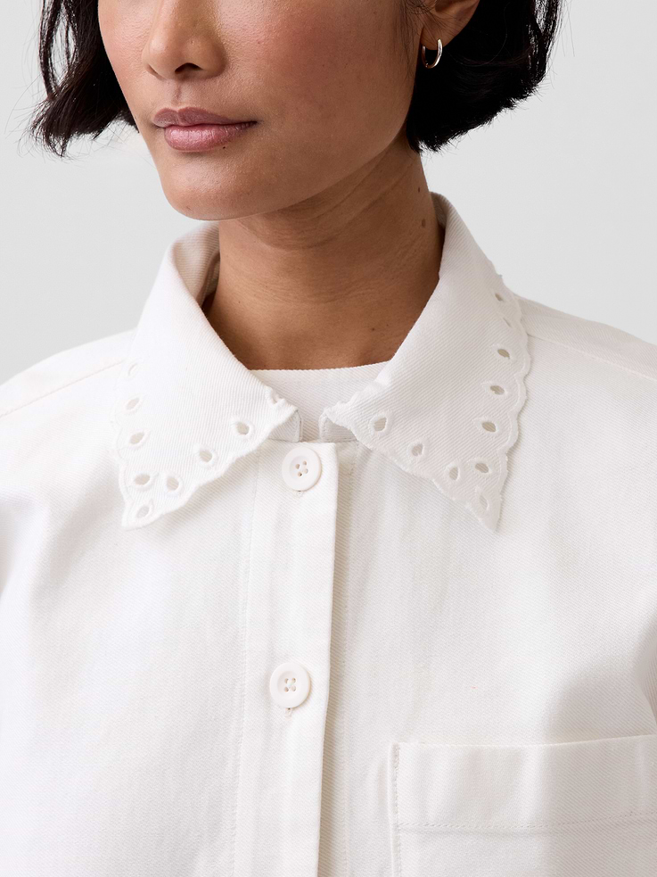 Image number 4 showing, Eyelet Hem Relaxed Shirt Jacket