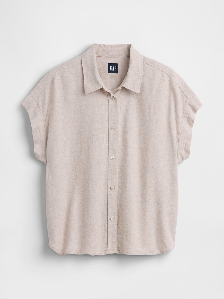 Image number 5 showing, Linen-Blend Oversized Shirt